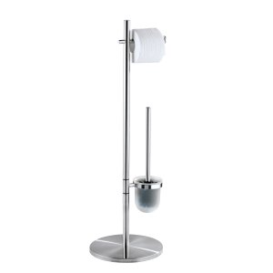 WENKO Pieno Stand WC-Garnitur, Offene WC-Garnitur und Toilettenpapier-Rollenhalter, Maße: 26,5 x 79 x 25,5 cm, Farbe: Silber / Satiniert WENKO Pieno Stand WC-Garnitur, Offene WC-Garnitur und Toilettenpapier-Rollenhalter, Maße: 26,5 x 79 x 25,5 cm, Farbe: Silber / Satiniert