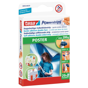 tesa Powerstrips® Poster, Halten zuverlässig flache Objekte bis zu 200g Gewicht, 1 Packung = 20 Strips tesa Powerstrips® Poster, Halten zuverlässig flache Objekte bis zu 200g Gewicht, 1 Packung = 20 Strips
