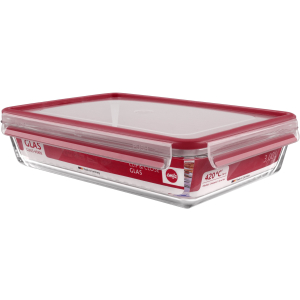EMSA Clip & Close Frischhaltedose Glas, rechteckig, rot, 100% Ofenfest, aus Diamantglas, Fassungsvermögen: 3000 ml EMSA Clip & Close Frischhaltedose Glas, rechteckig, rot, 100% Ofenfest, aus Diamantglas, Fassungsvermögen: 3000 ml