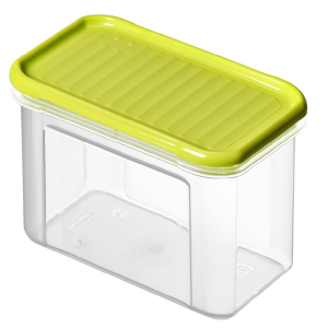 Rotho Kunststoff AG Rotho DOMINO Vorratsdose, transparent / lime grün, Frischhaltedose aus Kunststoff, 750 ml, Maße: 165 x 90 x 100 mm 1742005070