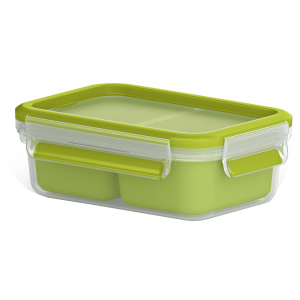 EMSA Clip & Go Snackbox, rechteckig, transparent / grün , Mit praktischen Einsätzen, Füllmenge: 550 ml EMSA Clip & Go Snackbox, rechteckig, transparent / grün , Mit praktischen Einsätzen, Füllmenge: 550 ml