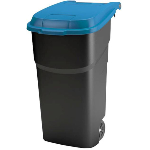 Rotho ATLAS Rollcontainer, 100 Liter, Abfallsammler für den Innen- und Außenbereich, Farbe: schwarz / royalblau Rotho ATLAS Rollcontainer, 100 Liter, Abfallsammler für den Innen- und Außenbereich, Farbe: schwarz / royalblau