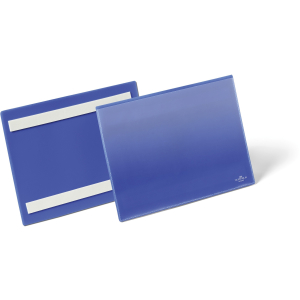 DURABLE Selbstklebende Kennzeichnungstasche, Für die Anwendung auf Kunststoffbehältern, Holz und Kartonagen, 1 Packung = 50 Stück, Innenformat: A5 quer DURABLE Selbstklebende Kennzeichnungstasche, Für die Anwendung auf Kunststoffbehältern, Holz und Kartonagen, 1 Packung = 50 Stück, Innenformat: A5 quer