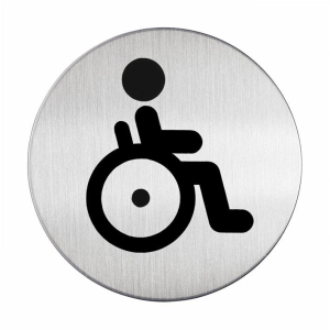 DURABLE Picto - WC Behindert, Die Piktogramme sind aus hochwertigem gebürsteten Edelstahl gefertigt, Durchmesser: 83 cm DURABLE Picto - WC Behindert, Die Piktogramme sind aus hochwertigem gebürsteten Edelstahl gefertigt, Durchmesser: 83 cm