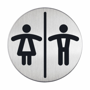DURABLE Picto - WC Damen und Herren, Die Piktogramme sind aus hochwertigem gebürsteten Edelstahl gefertigt, Durchmesser: 83 cm DURABLE Picto - WC Damen und Herren, Die Piktogramme sind aus hochwertigem gebürsteten Edelstahl gefertigt, Durchmesser: 83 cm