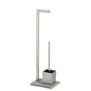 WENKO Stand WC-Garnitur, Granit, Offene WC-Garnitur und Toilettenpapier-Rollenhalter in einem, Maße: 23 x 73,5 x 19,5 cm, Farbe: silber WENKO Stand WC-Garnitur, Granit, Offene WC-Garnitur und Toilettenpapier-Rollenhalter in einem, Maße: 23 x 73,5 x 19,5 cm, Farbe: silber