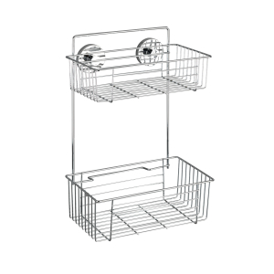 WENKO Bari Vacuum-Loc Wandregal, Befestigen ohne Bohren - Einzigartiges Saugsystem , 2 Etagen - Maße: 26 x 38 x 17 cm, Farbe: Silber WENKO Bari Vacuum-Loc Wandregal, Befestigen ohne Bohren - Einzigartiges Saugsystem , 2 Etagen - Maße: 26 x 38 x 17 cm, Farbe: Silber