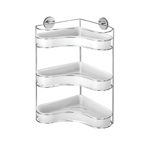 WENKO Milazzo Vacuum-Loc Eckregal, Befestigen ohne Bohren - Einzigartiges Saugsystem, 3 Etagen, Maße: 35 x 47,5 x 24 cm, Farbe: Silber / Weiß WENKO Milazzo Vacuum-Loc Eckregal, Befestigen ohne Bohren - Einzigartiges Saugsystem, 3 Etagen, Maße: 35 x 47,5 x 24 cm, Farbe: Silber / Weiß