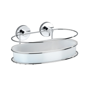 WENKO Milazzo Vacuum-Loc Wandablage, Befestigen ohne Bohren - Einzigartiges Saugsystem , Maße: 28 x 11,5 x 17,5 cm, Farbe: Silber / Weiß WENKO Milazzo Vacuum-Loc Wandablage, Befestigen ohne Bohren - Einzigartiges Saugsystem , Maße: 28 x 11,5 x 17,5 cm, Farbe: Silber / Weiß