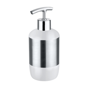 WENKO Loft Seifenspender, Für die portionierte Abgabe von Flüssigseife, Spülmittel oder Lotion, 1 Stück, Material: Edelstahl WENKO Loft Seifenspender, Für die portionierte Abgabe von Flüssigseife, Spülmittel oder Lotion, 1 Stück, Material: Edelstahl