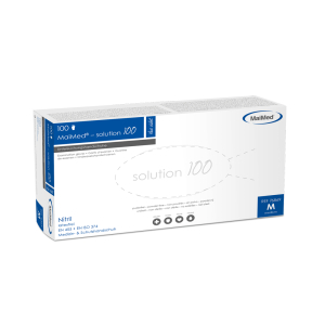 Maimed GmbH MaiMed® solution 100 blue violet Einmalhandschuhe, Nitril, Puderfrei, unsteril, mit texturierten Fingerspitzen, Farbe: blau-violett, 1 Karton = 10 Packungen, Größe M 76869