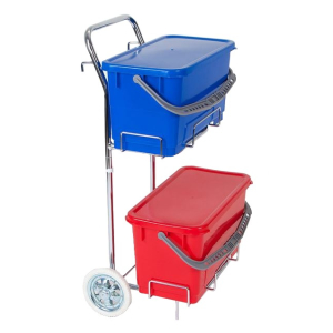 Floorstar Moppboxsystem-Wagen TD 22 SOLID - Kunststoff, verchromt, mit Top-Down-Prinzip, 2 x 22 Liter TopDown Eimer mit Deckel Floorstar Moppboxsystem-Wagen TD 22 SOLID - Kunststoff, verchromt, mit Top-Down-Prinzip, 2 x 22 Liter TopDown Eimer mit Deckel