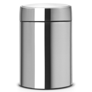 Brabantia Abfalleimer Slide Bin, 5 Liter, Stilvoller Abfallbehälter mit Gleitdeckel, Farbe: Matt Steel, Fingerprint Proof, mit Metalldeckel